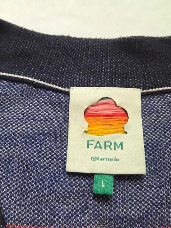 L Farm Rio x Anthropologie navy mixed prints knit cardigan sweater Fish & Hearts - Picture 6 of 11